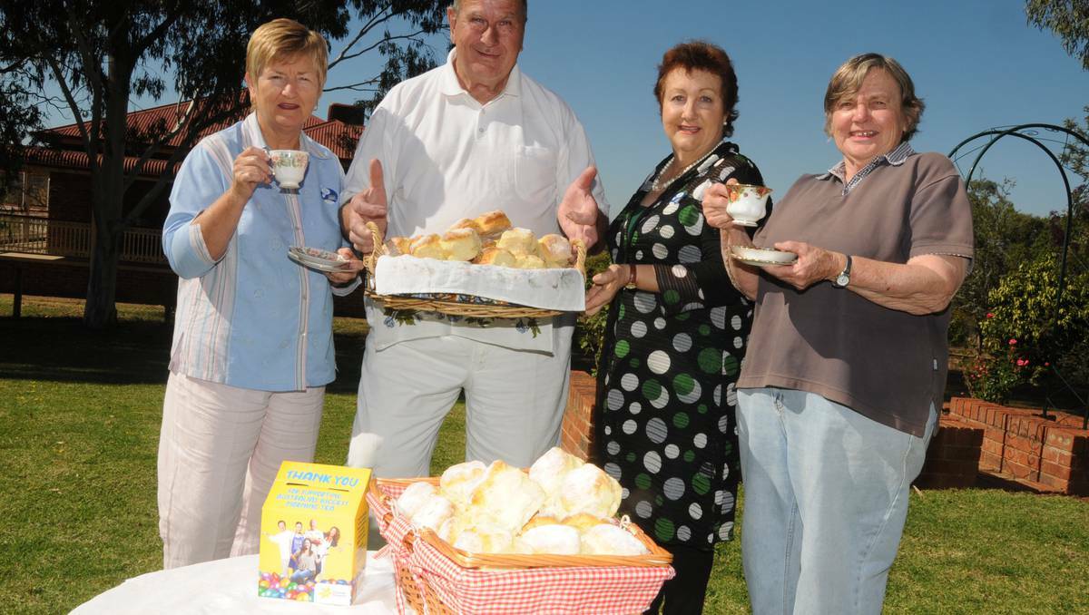 DUBBO: Kerrie Osborne, Brian Allan, Sandra Carr and Jenny Finlayson raised more than $2000 for a worthy cause when they held an Australia's Biggest Morning Tea last weekend. Photo: CHERYL BURKE