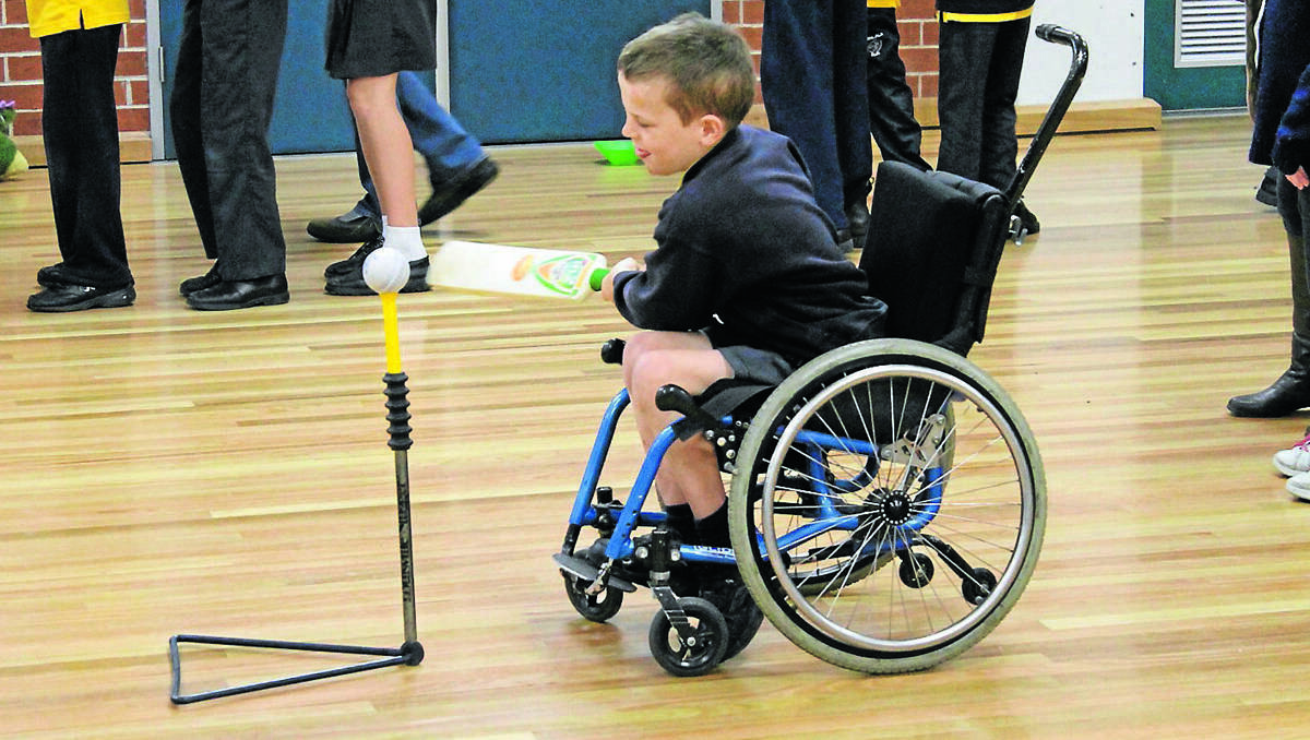 Mudgee Pubic School Year 4 student Jamin Willoughby during the Dream Cricket session on Tuesday.