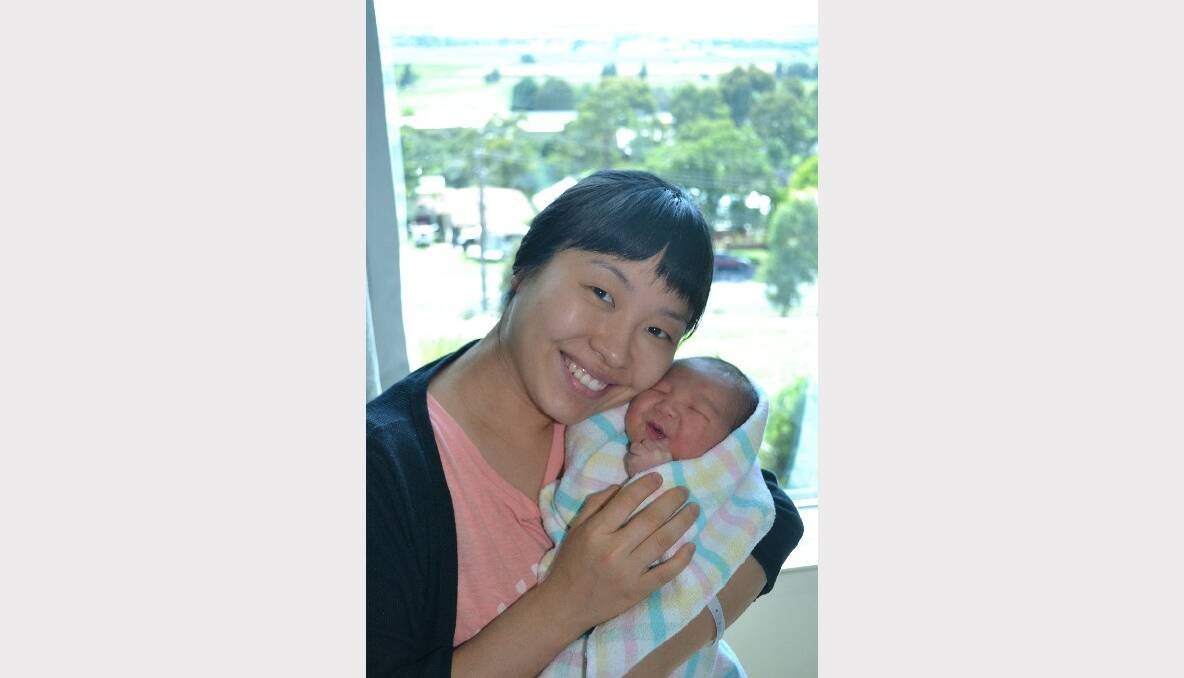 Hyojeong Oh with newborn son Royce, who was born on February 10. Photo: CHRIS SEABROOK 