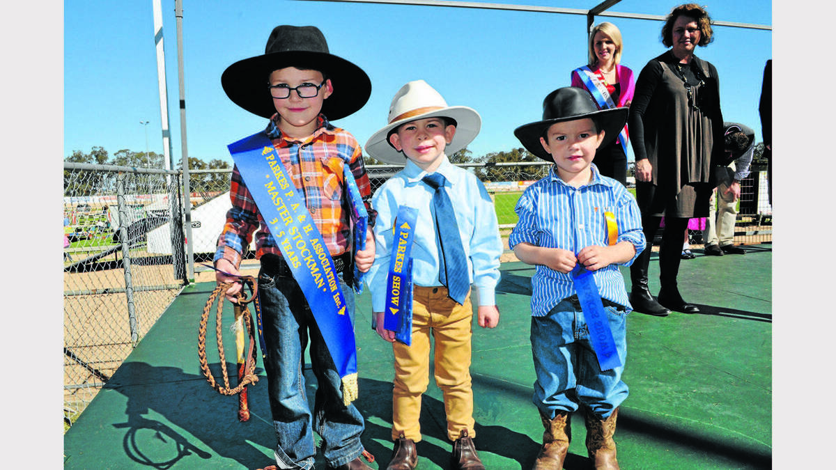 PARKES: Master Stockman (3-5years) winner Cooper Smith (left) with the second placegetter Jack Greenland and third placegetter Cash Goodwin.