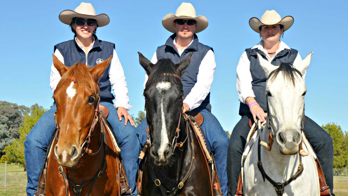 CANOWINDRA: Carlie Venables, Butch Stapleton of Gooloogong and Heather Keen of Cowra at the Central West Arena Sorting NSW Titles held in Canowindra over the long weekend.