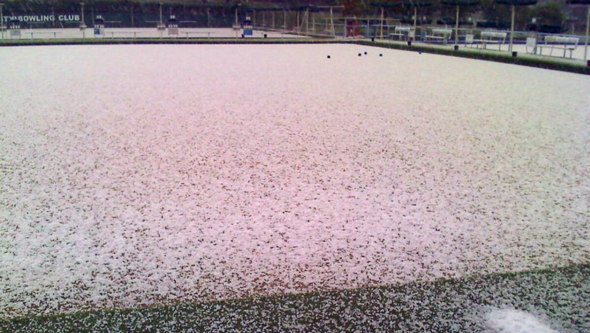 FORCES OF NATURE: Bowls had to be suspended at Club Lithgow after the green became a ‘white’ on Sunday April 7.