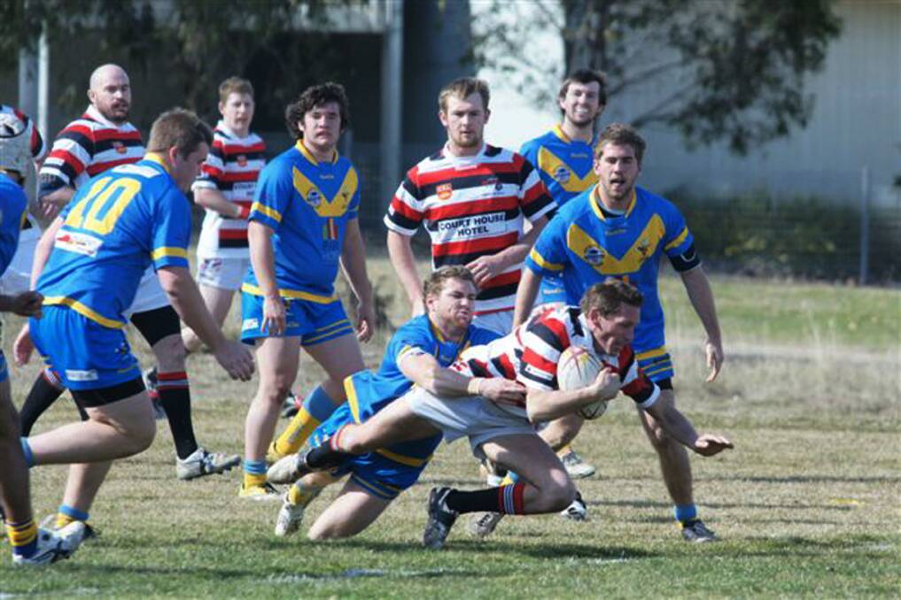 DRAMA: CSU Blue (pictured) and Lithgow Bears played a hard but fair game on the weekend while the match between CSU Yellow and Wallerawang saw several players sent to the judiciary and suspended. 	