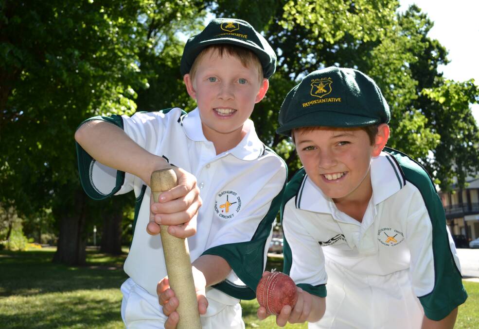 PICK ME: Sam Hall (left) and Ben Mitchell are hoping they can impress selectors enough to be named in the NSW Polding cricket side. Photo: ZENIO LAPKA 	112112zreps2