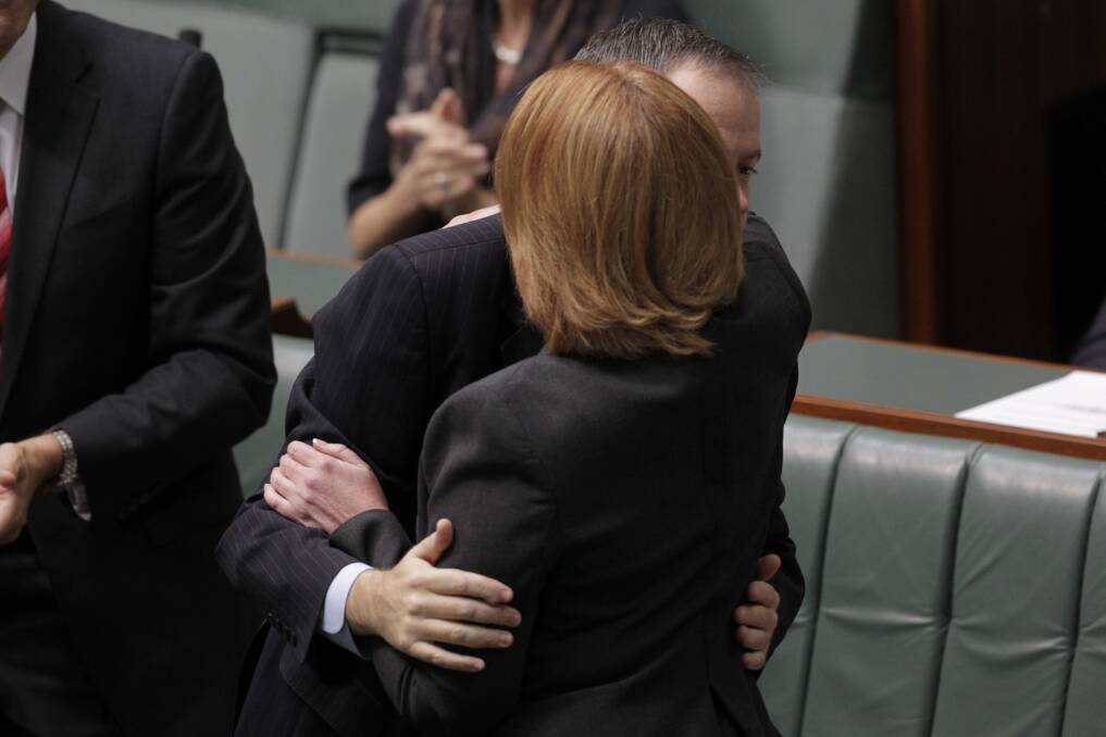 An emotional Prime Minister Julia Gillard introduces the legislation to increase in the Medicare levy to fund DisabilityCare in Parliament House Canberra on Wednesday. Photo: Andrew Meares
