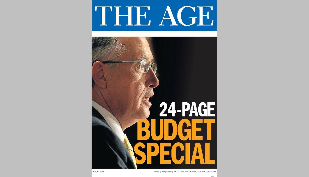 Front page of The Age.