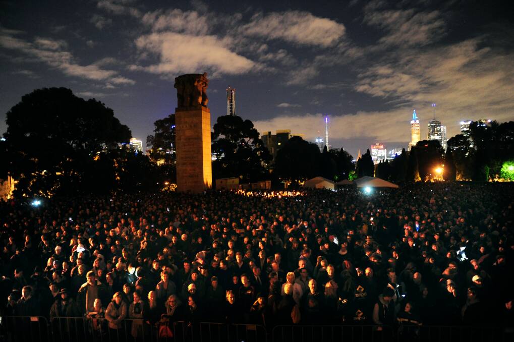 The 2013 Anzac Day Dawn Service at Melbourne's Shrine of Remembrance.