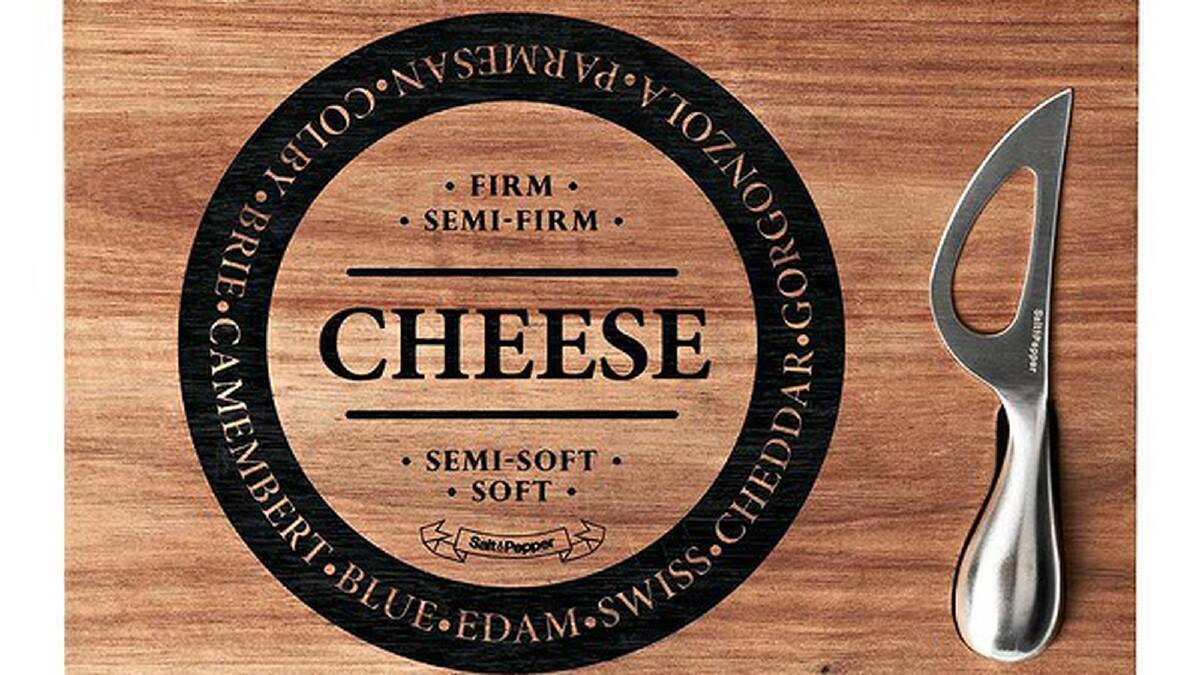 The Salt & Pepper Fromage Wooden Cheese Board with Knife is a bargain at $29.95. Available at all David Jones stores except Claremont Quarter. (Featured Advertiser Gift)