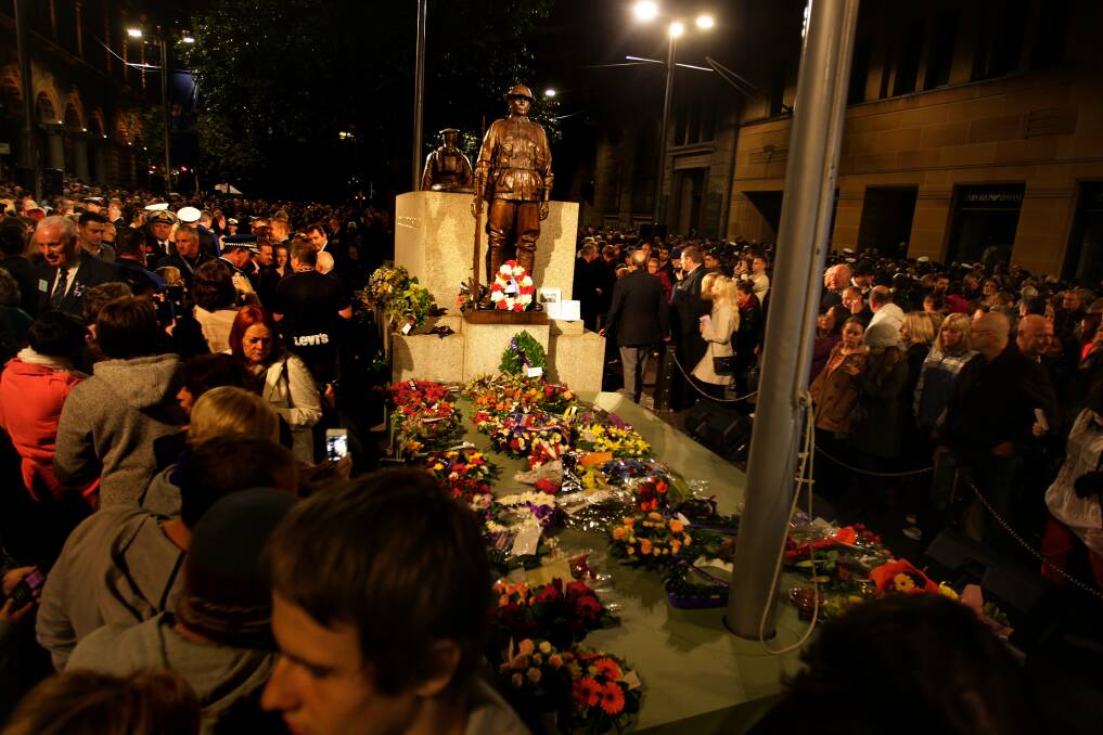 Anzac dawn service at the Martin Place war memorial, Sydney.