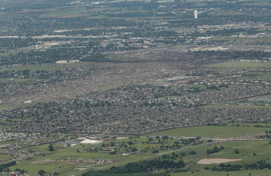An aerial view showing the path of destruction through a neighborhood in Moore, Oklahoma May 21, 2013, in the aftermath of a tornado which ravaged the suburb of Oklahoma City. Photo: REUTERS/Rick Wilking