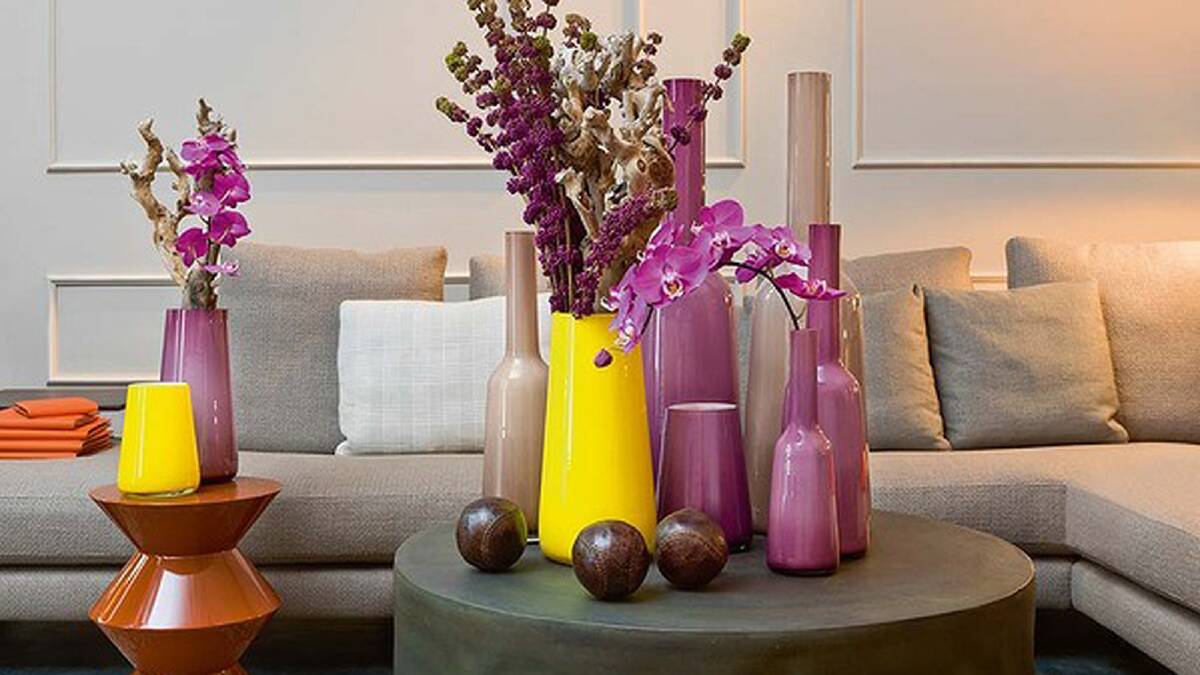 These Villeroy & Boch blown glass vases are available in a range of shapes, sizes and colours. Prices range between $99.95 - $399 RRP. Stockists: 1800 252 770 or shop.villeroy-boch.com/au_en/