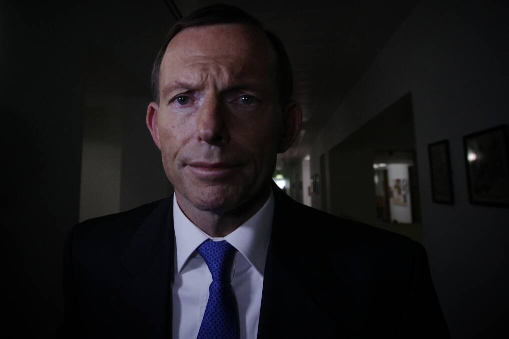 Opposition Leader Tony Abbott speaks to the media during a doorstop interview in the press gallery, at Parliament House in Canberra on Wednesday. Photo: Alex Ellinghausen