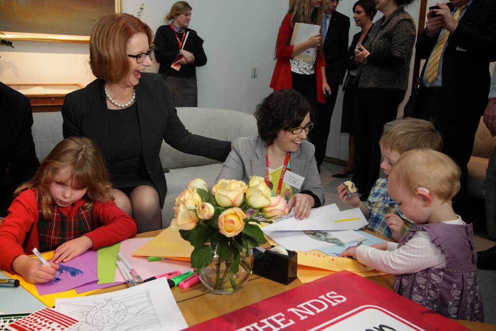 Prime Minister Julia Gillard meets with disability groups, at Parliament House in Canberra on Wednesday. Photo: Alex Ellinghausen