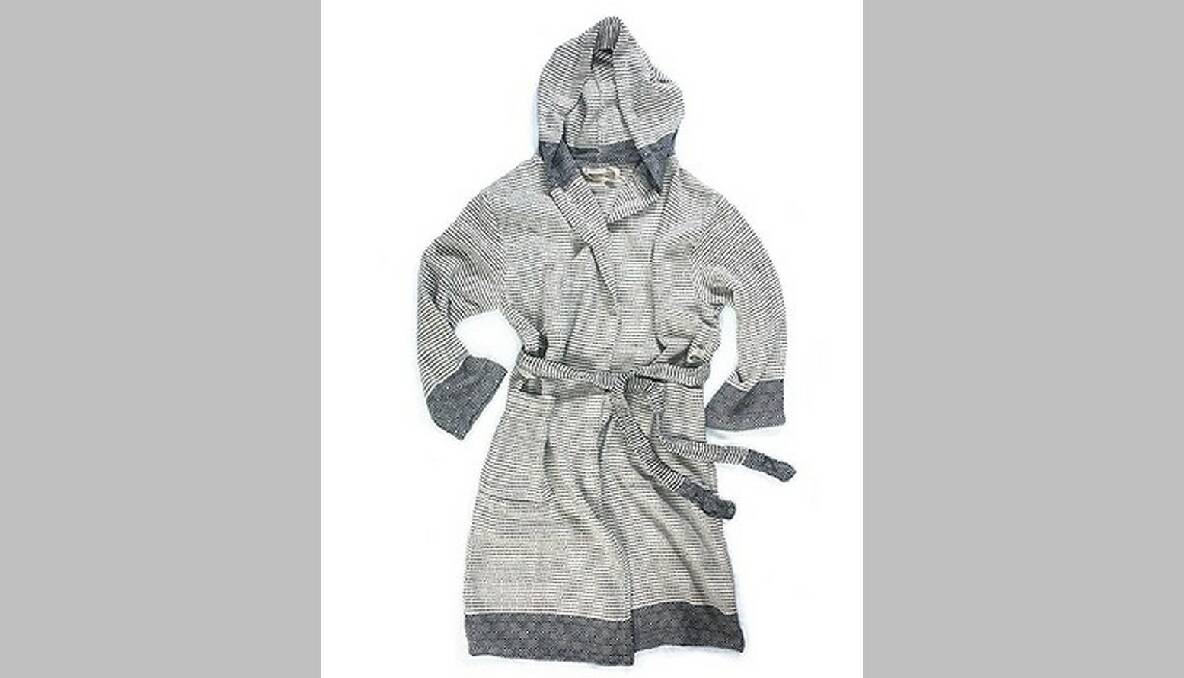 Ultra soft 100% cotton, these chic robes are hand-loomed in Turkey. In dark grey and natural, they are perfect for home-wear, or out and about at the beach and the pool. RRP $145. www.metooplease.com.au