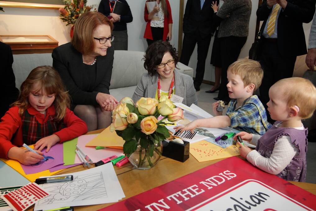 Prime Minister Julia Gillard meets with disability groups, at Parliament House in Canberra on Wednesday. Photo: Alex Ellinghausen
