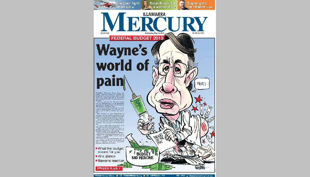 Front page of the Illawarra Mercury.