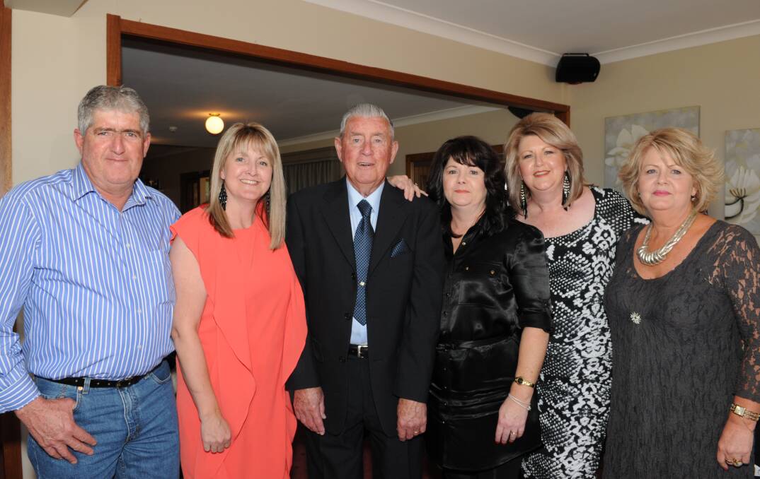 FAMILY AFFAIR: Joining proud dad Clive Coles for his birthday bash were his children, from left: Glenn Coles, Lisa Colling, Julie Martin, Cindy Dwyer and Lexy Lavelle. 