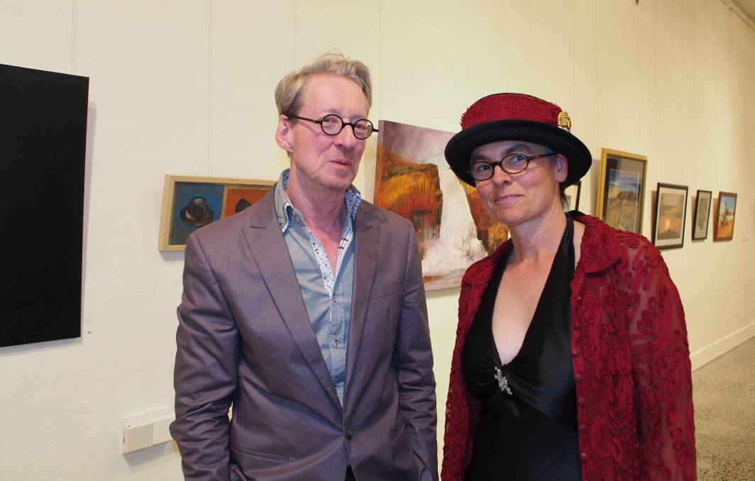 Richard Perram and Stephanie Luke at the arts fair launch at the Bathurst Regional Art Gallery.