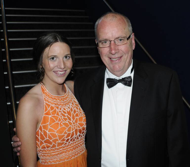 SCOTS SCHOOL BLUE BLACK AND GOLD BALL: Laura and Gary Wright. 