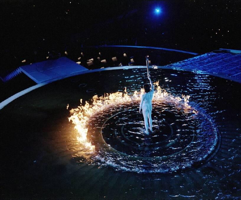 Torch Bearer Cathy Freeman of Australia lights the Cauldron with the Olympic Flame during the Opening Ceremony of the Sydney 2000 Olympic Games. Photo: Getty Images
