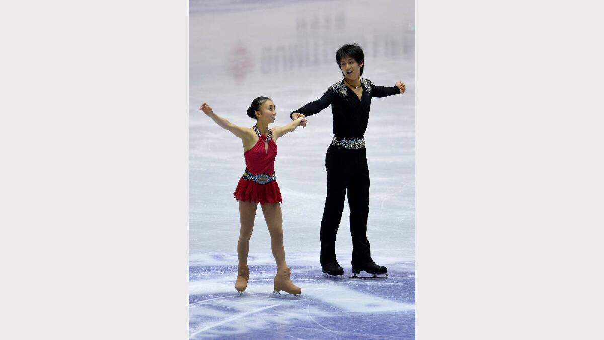 Qing Pang and Jian Tong of China skate in the Pairs Free Skating during Lexus Cup of China ISU Grand Prix of Figure Skating 2013 at Beijing Capital Gymnasium. Picture: Getty Images