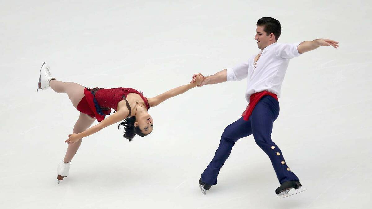 Felicia Zhang and Nathan Bartholomay of United States skate in the Ice Dance Free Dance during Lexus Cup of China ISU Grand Prix of Figure Skating 2013 at Beijing Capital Gymnasium. Picture: Getty Images