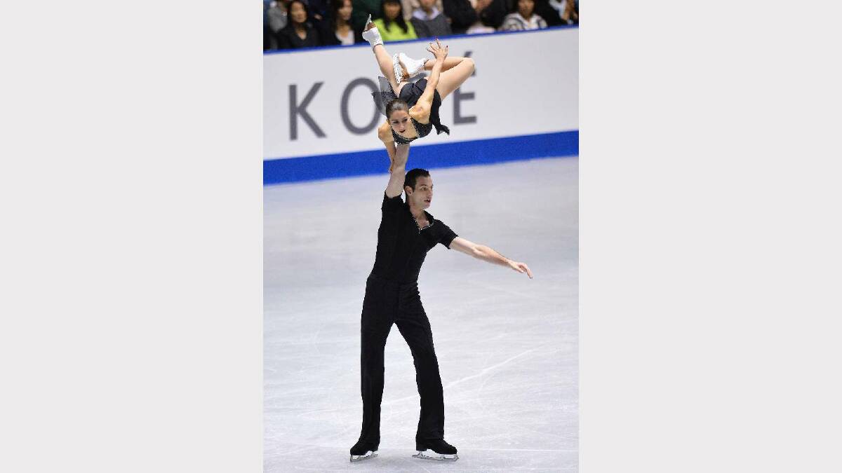 Wenjing Sui and Cong Han of China compete in the pair short program during day one of ISU Grand Prix of Figure Skating 2013/2014 NHK Trophy at Yoyogi National Gymnasium. Picture: Getty Images
