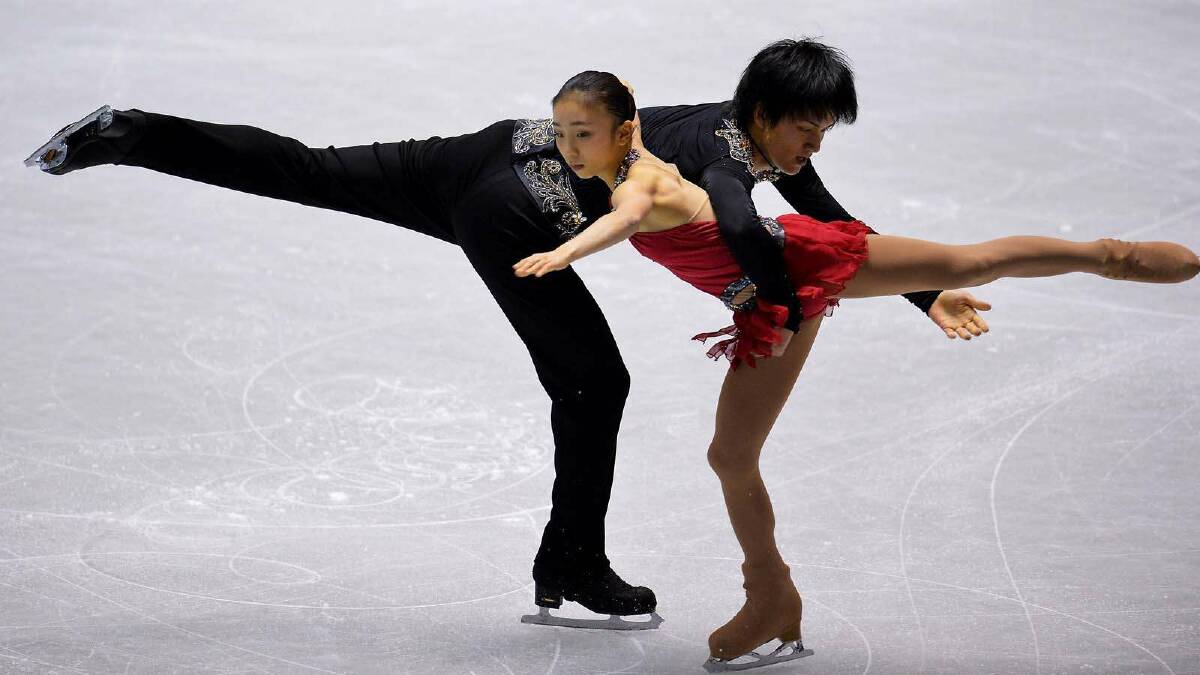 Qing Pang and Jian Tong of China skate in the Pairs Free Skating during Lexus Cup of China ISU Grand Prix of Figure Skating 2013 at Beijing Capital Gymnasium. Picture: Getty Images