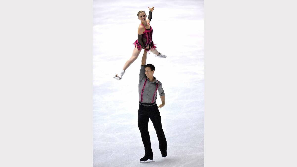 Paige Lawrence and Rudi Swiegers of Canada compete in the pair short program during day one of ISU Grand Prix of Figure Skating 2013/2014 NHK Trophy at Yoyogi National Gymnasium. Picture: Getty Images