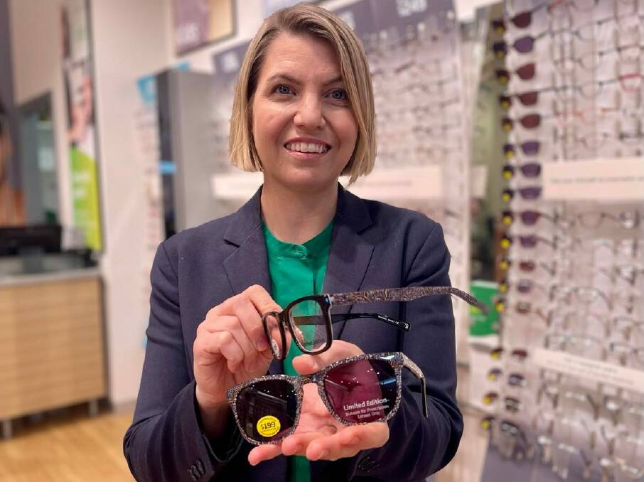 Optometry director at Specsavers Bathurst Josephine Priddle with the limited edition glasses. Picture: Amy Rees