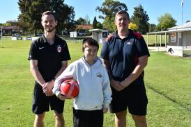 Panorama FC president Beau Yates with Saxon Kelly and Yindyamarra Care director Adam Lawson looking forward to the Summer Football4All program starting back up on February 26, 2024. Picture by Amy Rees