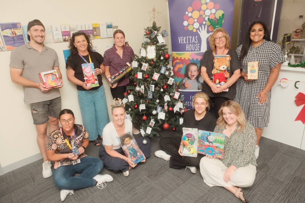 Some of the Veritas House Bathurst team, on Monday October 30, looking forward to the 2023 Christmas wishing tree initiative. Picture by James Arrow