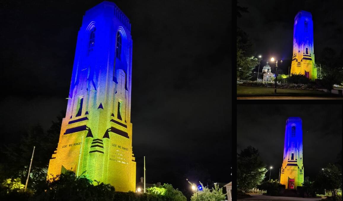 SUPPORT: Bathurst Carillon will illuminate blue and yellow for one week to show support for Ukraine. Photo: RACHEL BOWKER. 