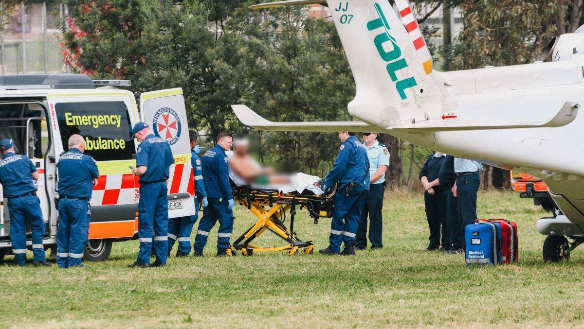 A Bathurst Correctional Centre inmate was taken to hospital with face and chest injuries after an incident at the jail on April 24, 2024. Picture by James Arrow