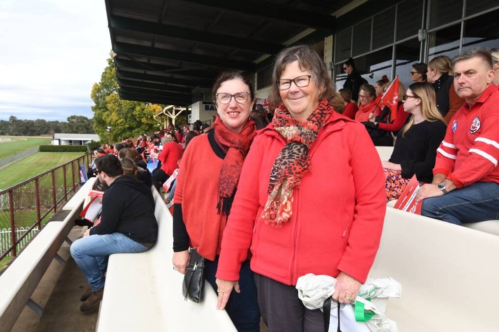 STRIKE ACTION: Teachers Sandra Logan and Liz Lynch joined around 300 of their colleagues at Wednesday's NSW Teachers Federation rally at Towac Park. Photo JUDE KEOGH.