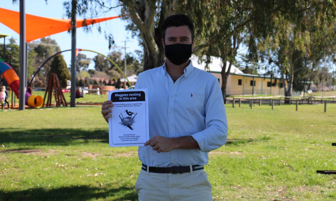 SWOOPING SEASON: Ben Fry has created a magpie map to create more awareness about where the birds and their nests are found in Bathurst. Photo: AMY REES