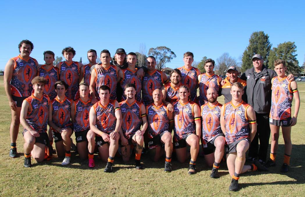 INDIGENOUS ROUND: Bathurst Giants in their Indigenous jerseys prior to Saturday's clash with Dubbo Demons. 