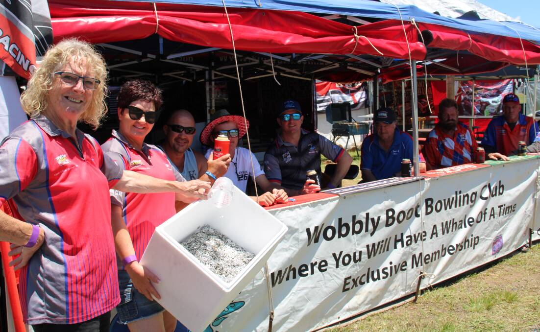 COLLECTING: Raeleen Honeysett and the Wobbly Boot members collecting ring cans for a cause. Photo: AMY REES.