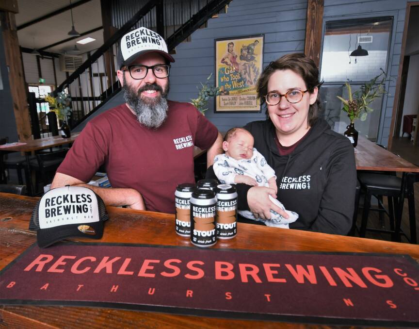 Reckless Brewing Co. owners Jarrod Moore and wife Grace Fowler with daughter Hendrix looking forward to opening their brewery. Picture by Chris Seabrook 