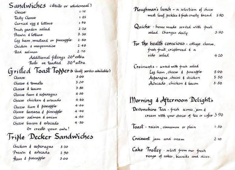 A photo the original menu at Country Coffee.