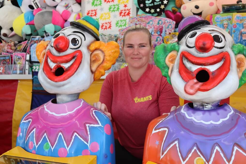 Tanya Morgan from Chants Amusements manning the Crazy Clowns van at the Royal Bathurst Show on Friday, April 12, 2024. Picture by Amy Rees