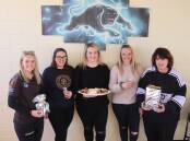 Georgie Betts, Clare Plunkett, Maggie Betts, Phoebe Betts and Monica Betts supporting the Women In League initiative. Picture: Amy Rees