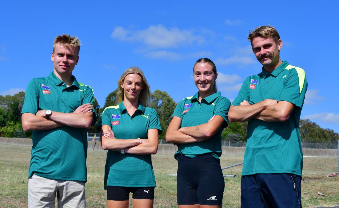Olympians Stewart McSweyn, Abbey Caldwell, Rose Davies and Jack Rayner getting the home-ground advantage ahead of the World Cross Country Championships that will be held in Bathurst. Picture by Alex Grant
