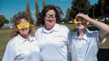 Lisa Dunk, Catherine Miller and Sammy Beale Callaghan attended the blind cricket event at Learmonth Park in Bathurst on April 23, 2024. Picture by James Arrow