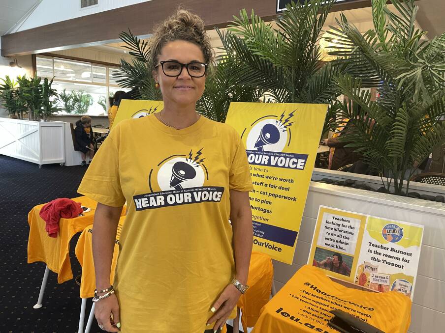 General executive at the IEU Kylie Booth-Martinez joined the strike to support the support staff. Photo: AMY REES.
