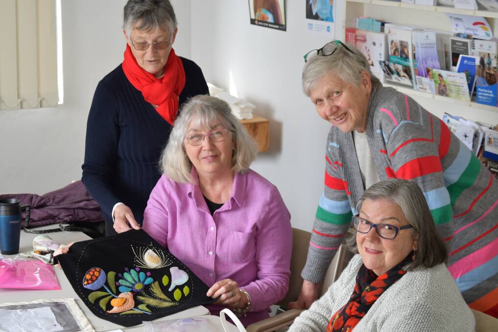 Joy Hinds, Julie Bright, Wendy Parry and Julie de Sousa at the weekly embroiders club catch-up. Picture by Amy Rees