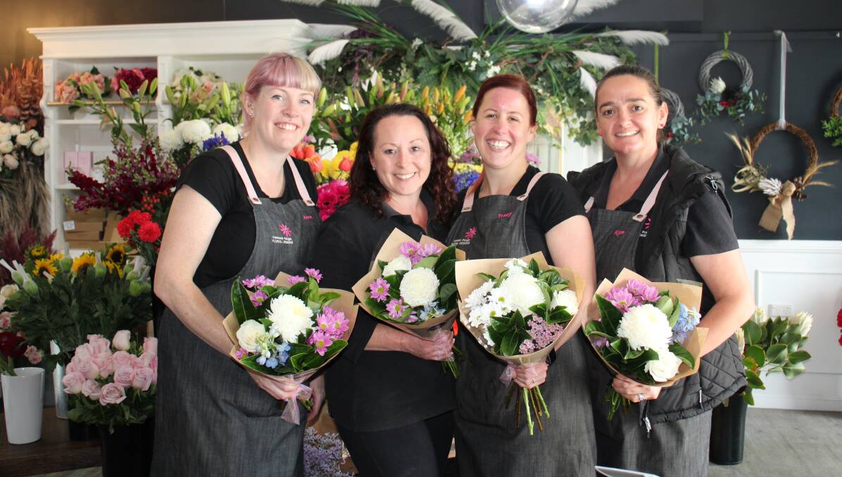 WINNERS: Florist Vanessa Pringle and staff Anna Smith, Tracy Honeysett and Kym Westwood are thrilled about their win. Photo: SUPPLIED