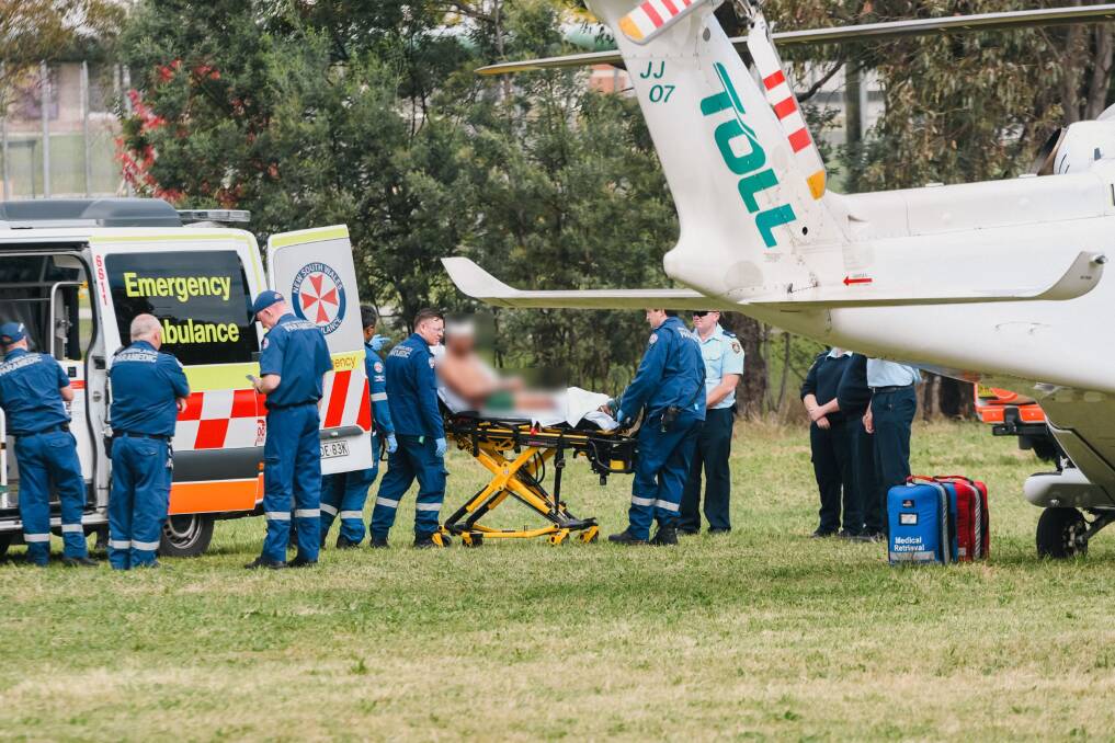 A Bathurst Correctional Centre inmate was taken to hospital with face and chest injuries after an incident at the jail on April 24, 2024. Picture by James Arrow