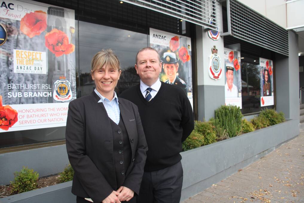 RESPECT: Bathurst RSL's Janneke van der Sterren and Peter Sargent honouring local servicewomen this ANZAC Day. Photo: AMY REES.