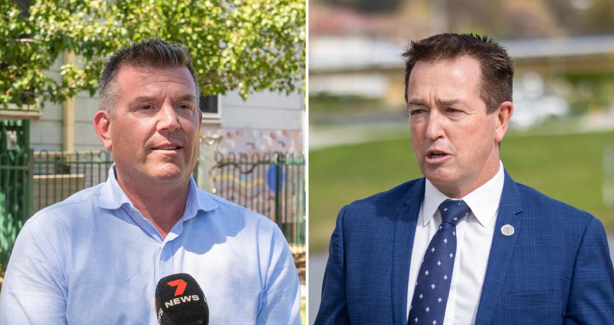 Dugald Saunders (left) will not confirm or deny reports he's challenging Paul Toole (right) for leadership of the NSW Nationals. File pictures.
